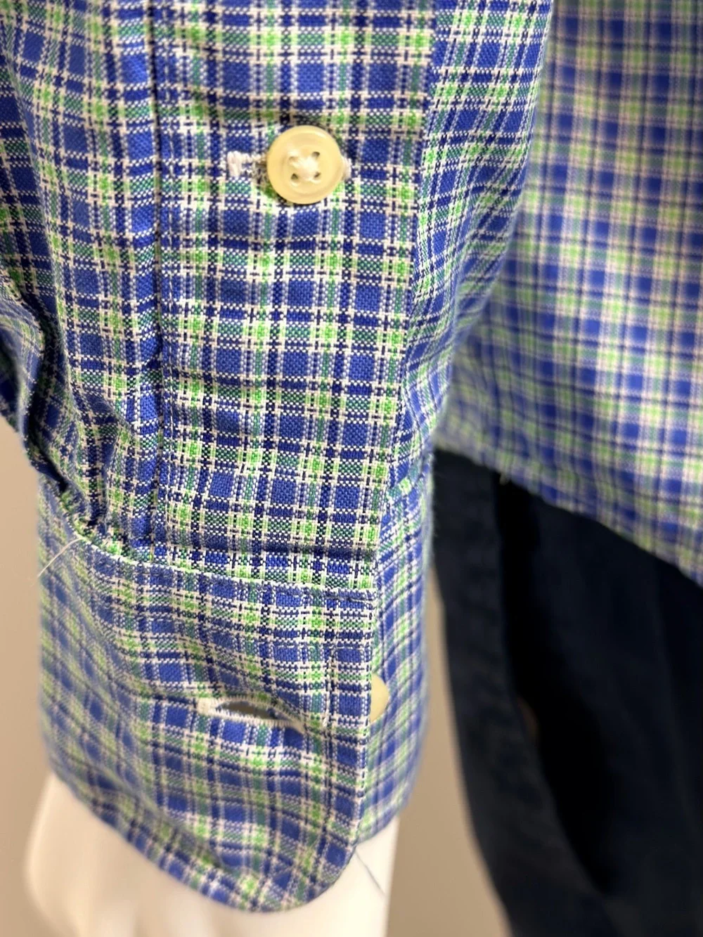 Polo Ralph Lauren Classic Fit Plaid Shirt XL 17 Blue Green Cotton
